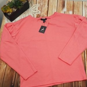 Coral Long Sleeve Sweatshirt Top